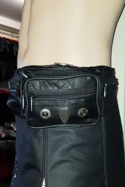 Leder Bauchtasche mit Gürtel 01 schwarz