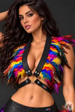 Leder Bustier 07 schwarz/bunt