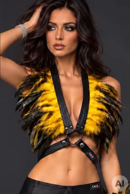 Leder Bustier 07 schwarz/gelb