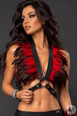 Leder Bustier 07 schwarz/rot