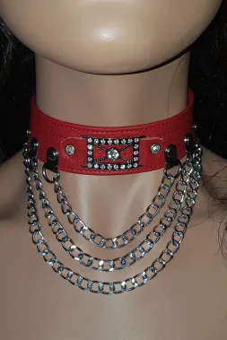 Leder Halsband 01 rot