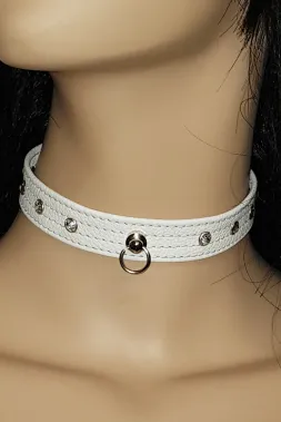 Leder Halsband 05 weiß