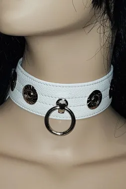 Leder Halsband 07 weiß