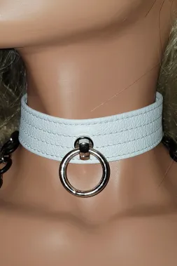 Leder Halsband 12 weiß