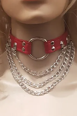 Leder Halsband 13 rot