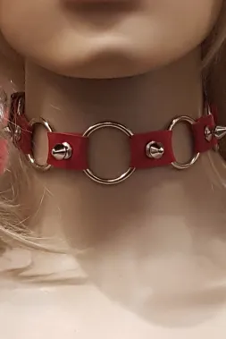 Leder Halsband 14 rot