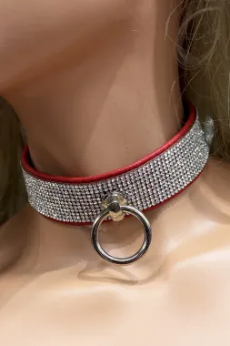 Leder Halsband 16 rot