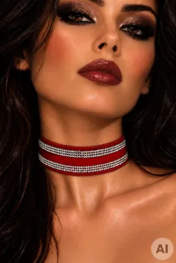 Leder Halsband 18 rot