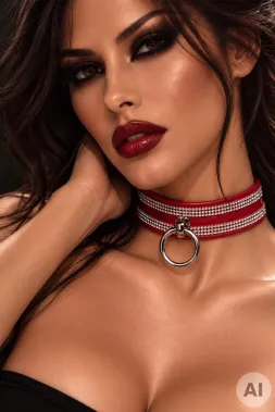 Leder Halsband 19 rot