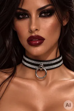 Leder Halsband 19 schwarz