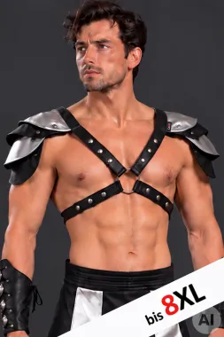 Leder Harness 02 schwarz/silbern
