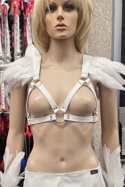 Leder Harness 10 weiß