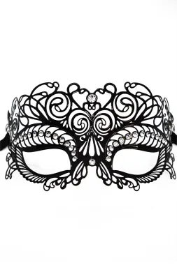 Venezianische Maske schwarz mit Strass